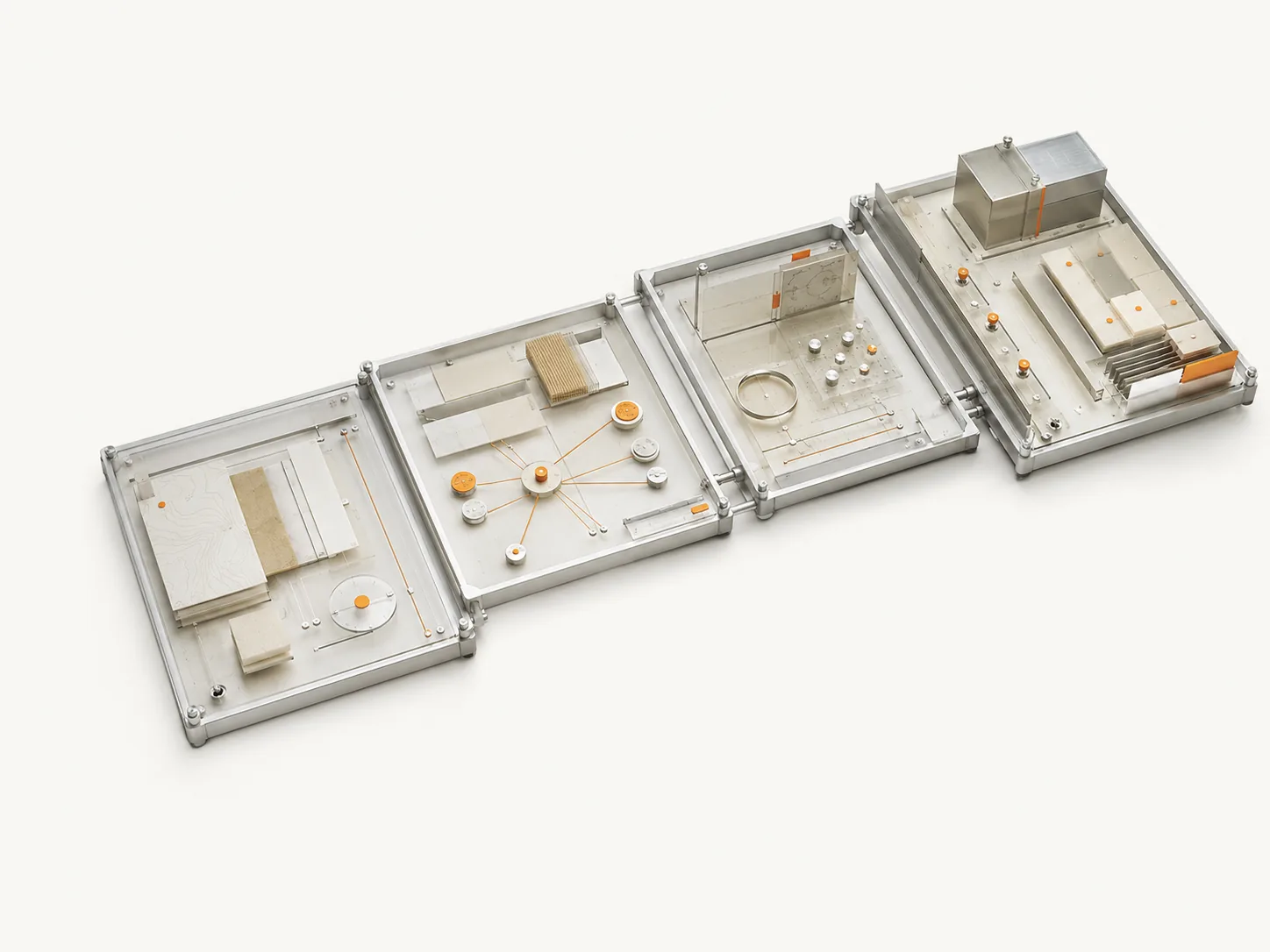 Sistema modular conectado que representa las cuatro etapas del método NeuralHub