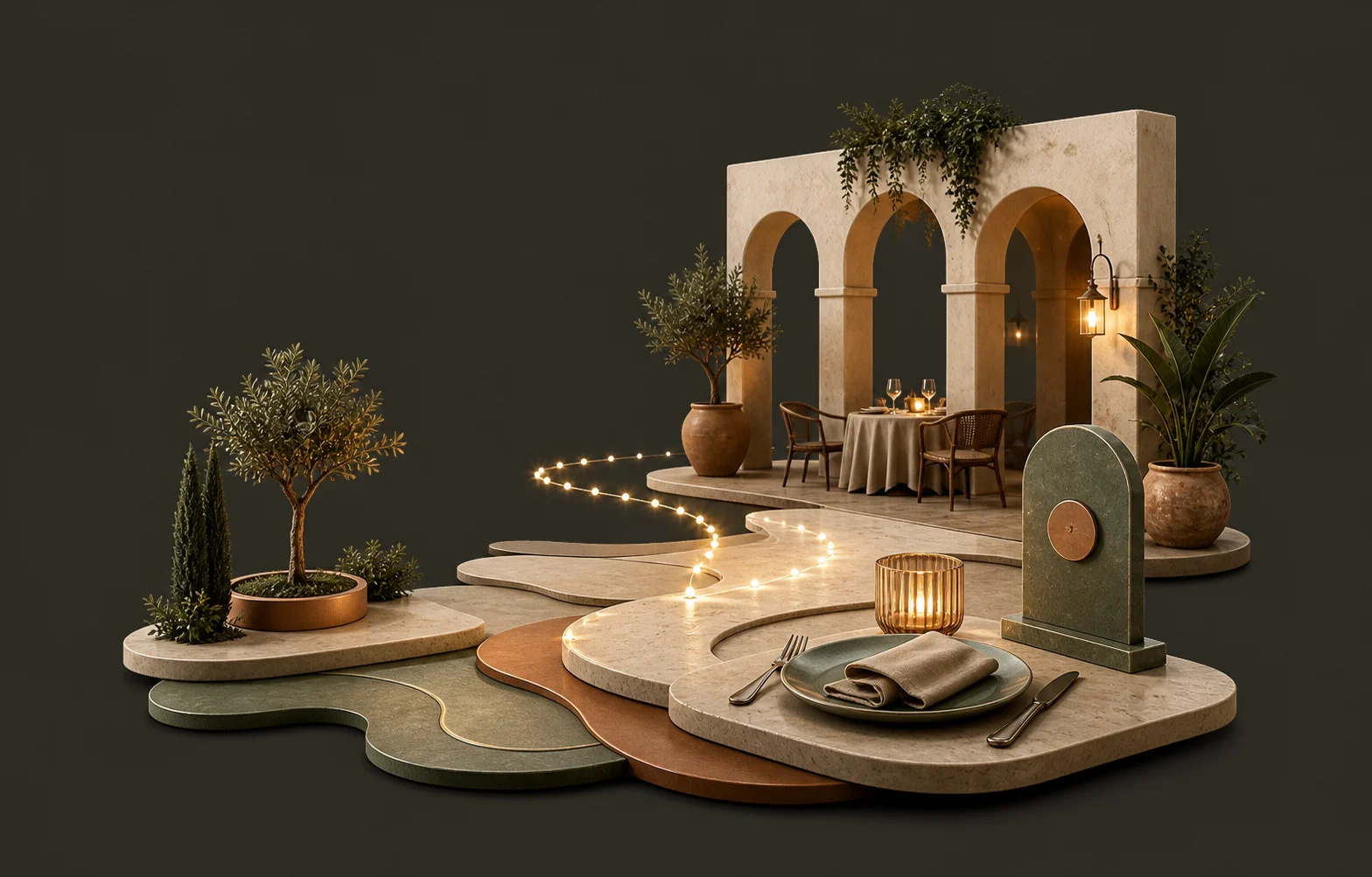Visual conceptual de turismo y restauración